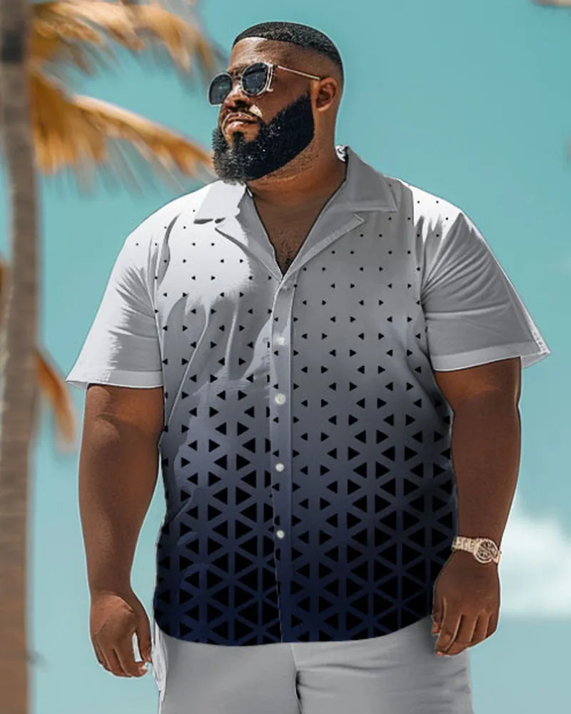 Big & Tall Guy's Business Print Short Sleeve Shirt Shorts Set sold by Biggmans product image thumbnail 3