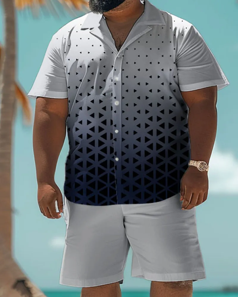 Big & Tall Guy's Business Print Short Sleeve Shirt Shorts Set sold by Biggmans product image thumbnail 2