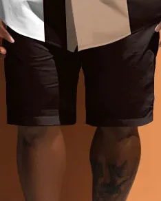 Big Guys Simple Striped Colorblock Printed Short Sleeve Shirt And Shorts Set sold by Biggmans product image thumbnail 3