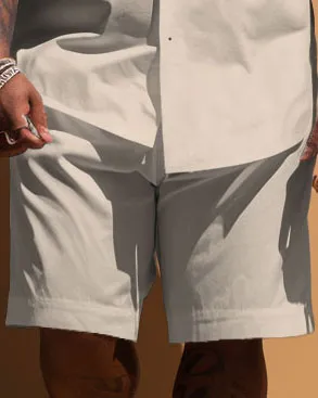 Big Men's Simple Stripe Patchwork Printed Pocket Short Sleeve Shirt Shorts Set sold by Biggmans product image thumbnail 3