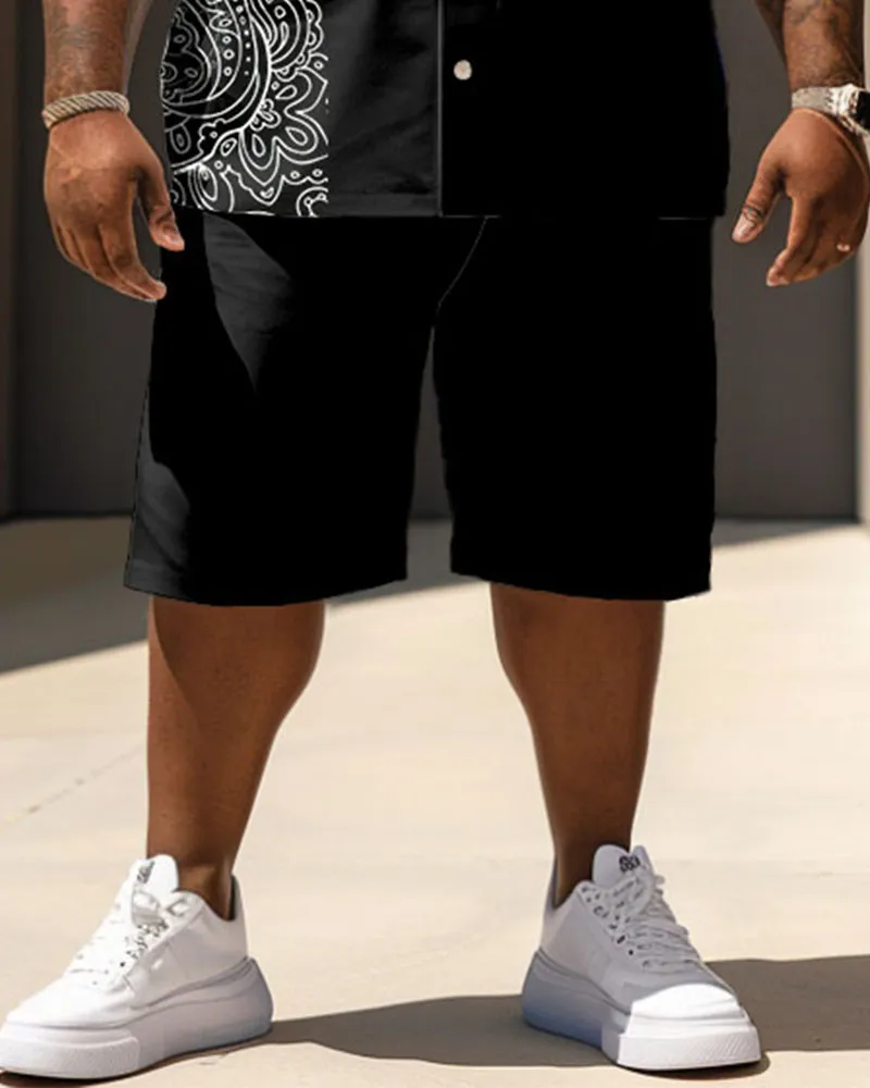 Big Men's Casual Vacation Vintage Paisley Print Pocket Shirt Shorts Set sold by Biggmans product image thumbnail 3