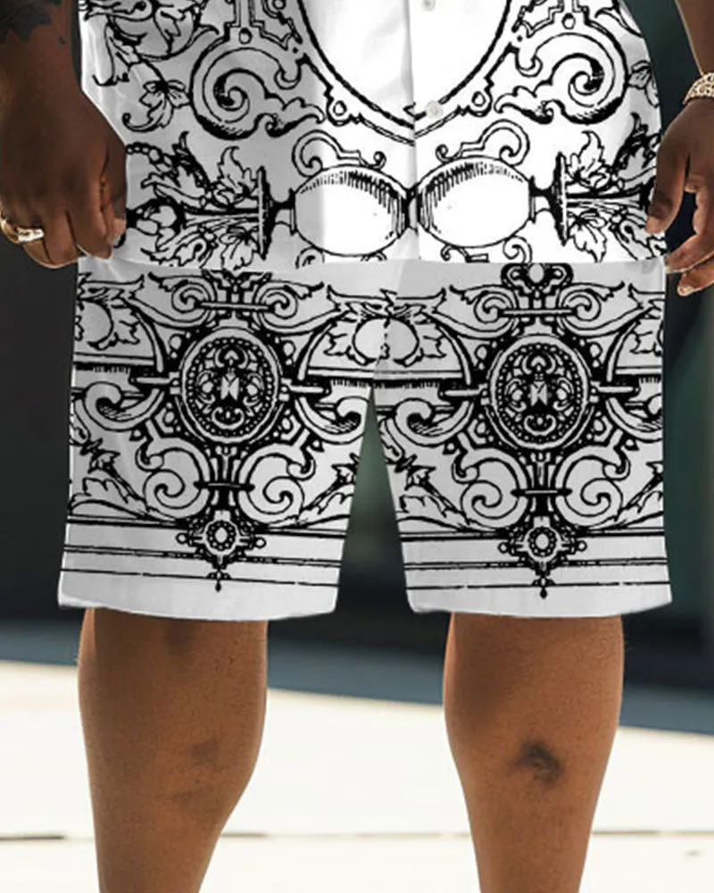 Big Men's Daily Casual Baroque Art Painting Print Shirt Shorts Set sold by Biggmans product image thumbnail 3
