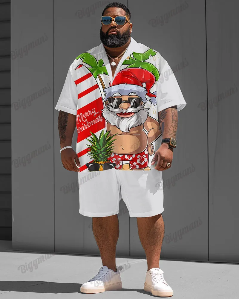 Men's Big and Tall Santa's Beach Vacation Short Sleeve Shirt Shorts Set sold by Biggmans