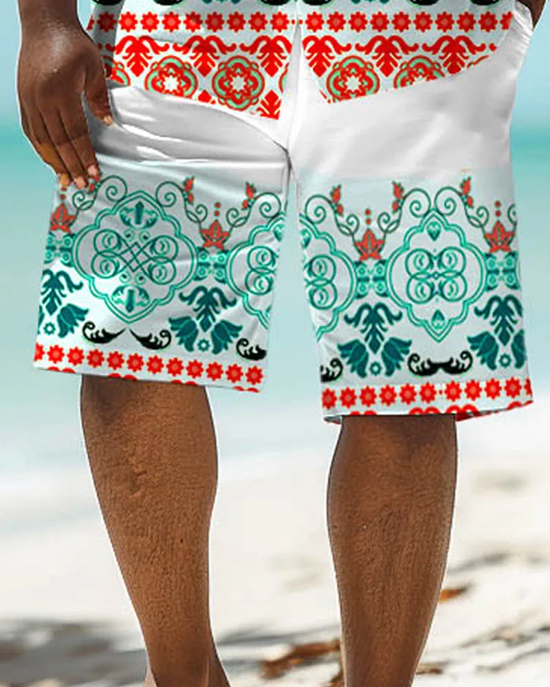 Men's Big Size Casual Floral Print Retro Short Sleeve Shirt Shorts Set sold by Biggmans product image thumbnail 4