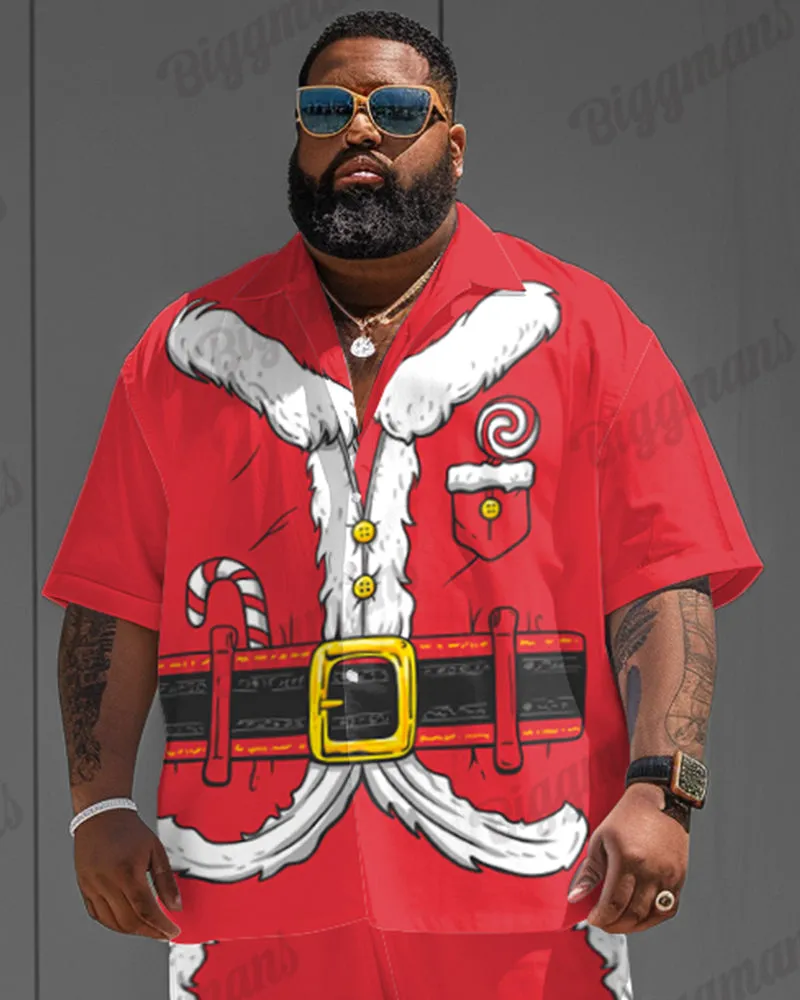 Big Guys Christmas Santa Claus Cosplay Shirt Shorts 2-Piece Set sold by Biggmans product image thumbnail 4