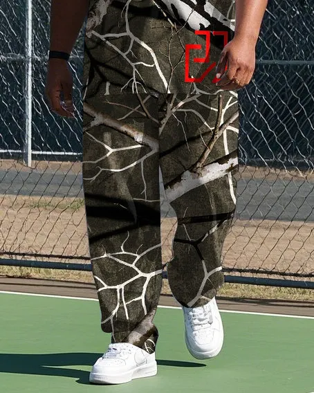 Men's Big & Tall Natural Style Retro Branch Printed Casual Short Sleeve T-shirt Pants 2-piece Set sold by Biggmans product image thumbnail 3