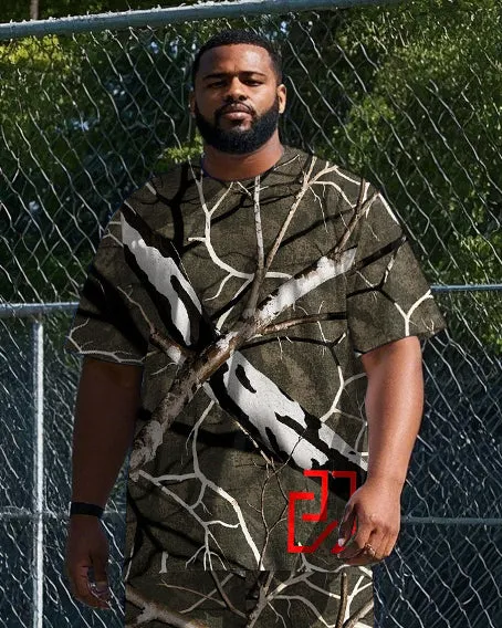 Men's Big & Tall Natural Style Retro Branch Printed Casual Short Sleeve T-shirt Pants 2-piece Set sold by Biggmans product image thumbnail 2