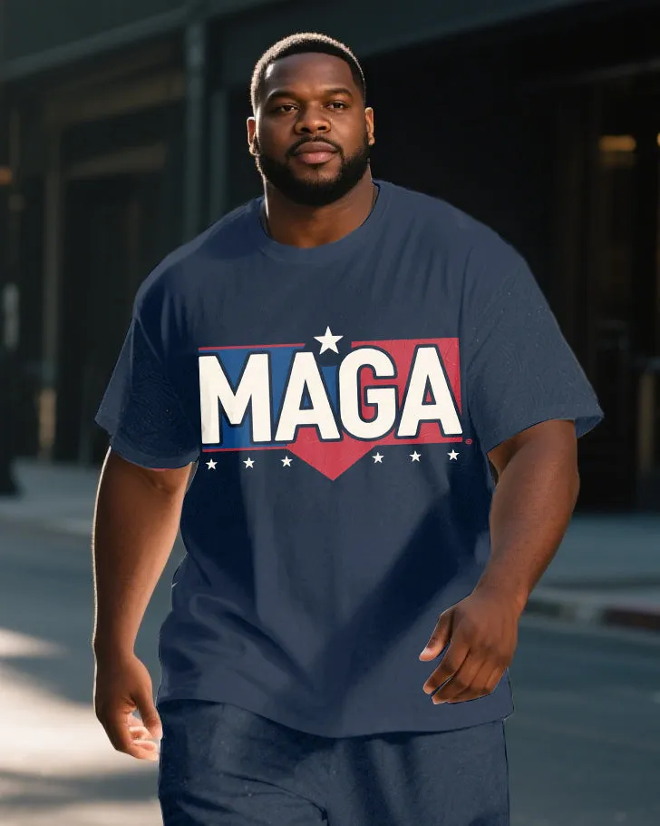 Men's Big & Tall America Theme Simple MAGA Printed Outdoor Short Sleeve T-shirt Pants Set sold by Biggmans product image thumbnail 2