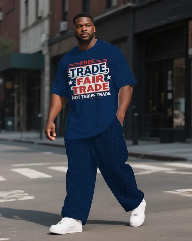 Men's Trendy Fair Trade Printed Big & Tall 2-piece Casual Short Sleeve T-Shirt Pants Suit sold by Biggmans