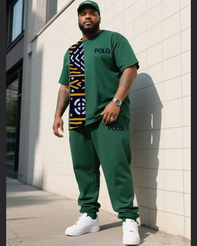 Big Boy Daily Casual Simple African Impression Print Striped Short Sleeve Trousers Suit sold by Biggmans