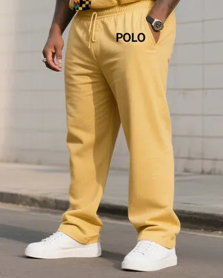 Big Boy Daily Casual Shenbrun Yellow Creative Classic Texture Polo English Short Sleeve Pants Suit sold by Biggmans product image thumbnail 3