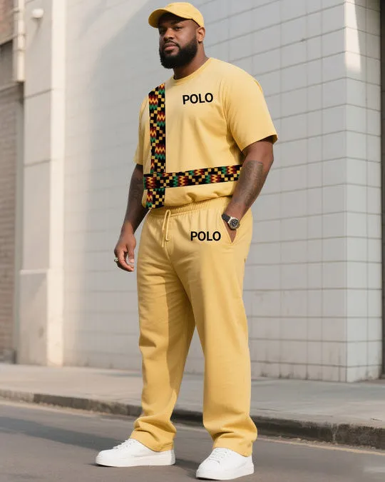 Big Boy Daily Casual Shenbrun Yellow Creative Classic Texture Polo English Short Sleeve Pants Suit sold by Biggmans