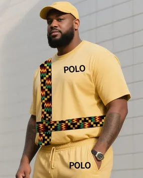 Big Boy Daily Casual Shenbrun Yellow Creative Classic Texture Polo English Short Sleeve Pants Suit sold by Biggmans product image thumbnail 2