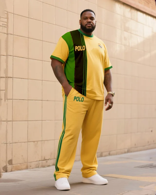 Big Boy Casual Sports Football Style Striped Crewneck Short Sleeve T-Shirt Trousers sold by Biggmans