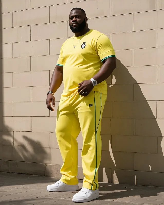 Big Boy Casual Sports Football Style Football Fans Creative Stripe Crewneck Short Sleeve T-Shirt Trousers Suit sold by Biggmans