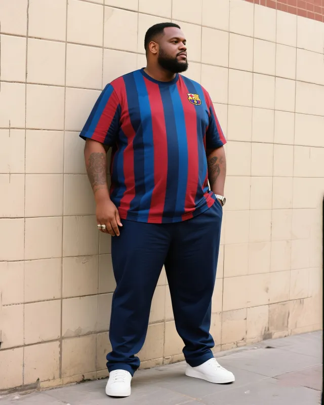 Big Boy Daily Casual Prussian Blue Fans Crewneck Short Sleeve T-shirt Trousers Suit sold by Biggmans
