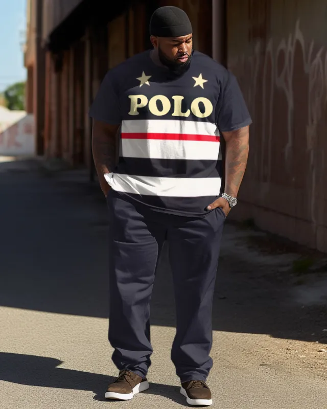 Men's Plus Size Color Matching Star Sports And Leisure Two-Piece Suit sold by Biggmans