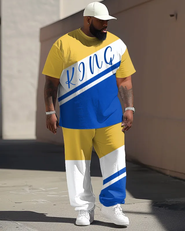 Men's Large Simple Colorblock Letter T-shirt Pants Suit sold by Biggmans
