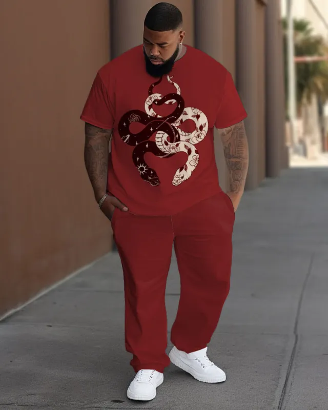 Men's Plus Size Street Fashion Snake Print T-Shirt Trousers Suit sold by Biggmans