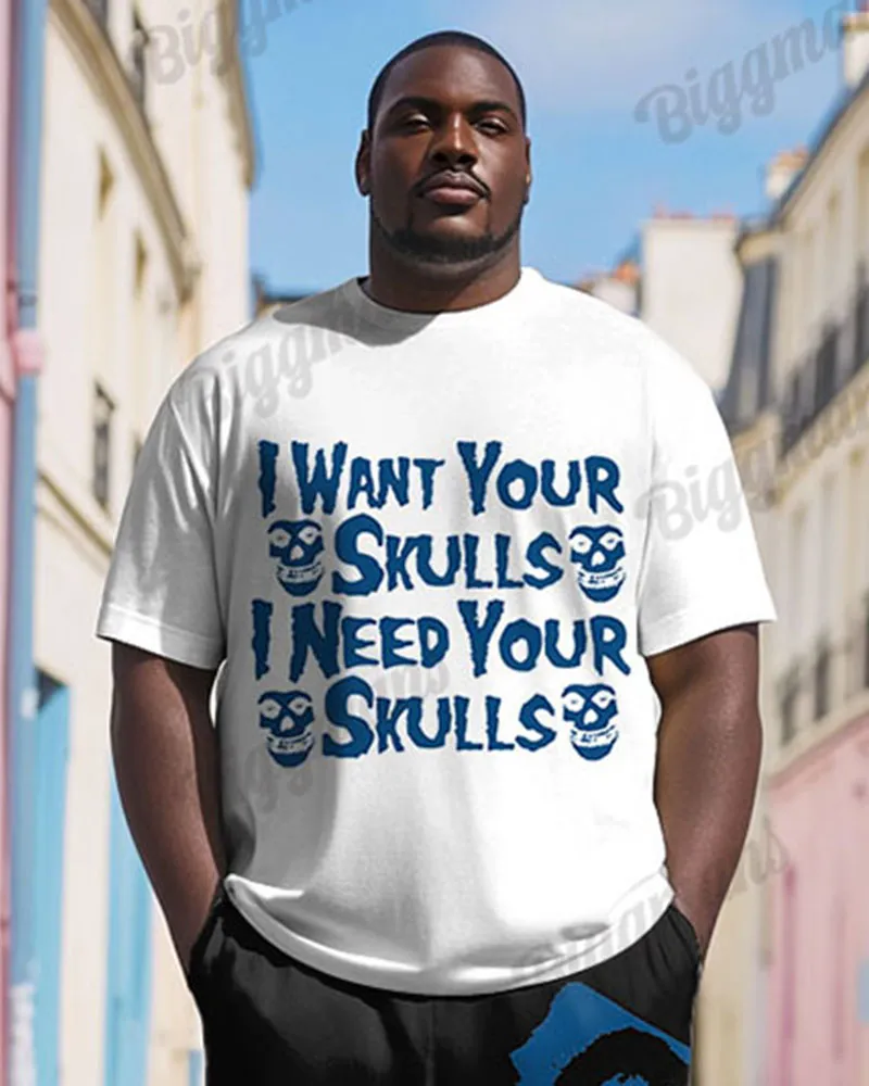 Men's Plus Size Street Fashion Rock Skull Alphabet Print T-Shirt Trousers Suit sold by Biggmans product image thumbnail 2