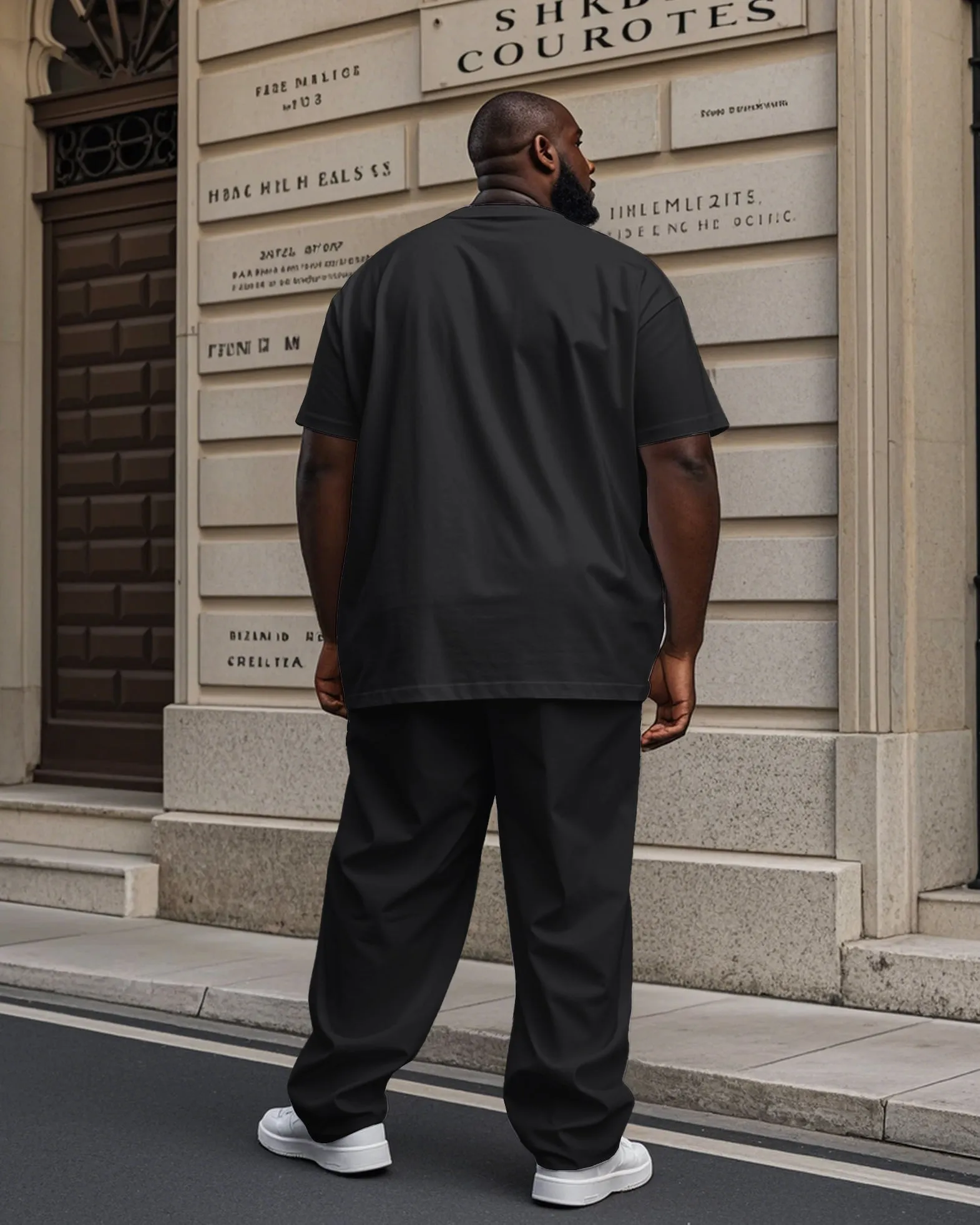 Men's Plus Size Gray Pink Black Simple POLO1967 Geometric Print T-shirt Trousers Suit sold by Biggmans product image thumbnail 3