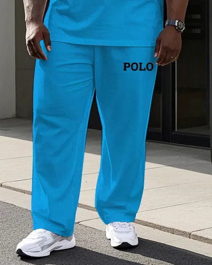 Big and Tall Men's Colorful Color Block POLO Letter Printed Casual Short Sleeve T-shirt Pants Set sold by Biggmans product image thumbnail 3