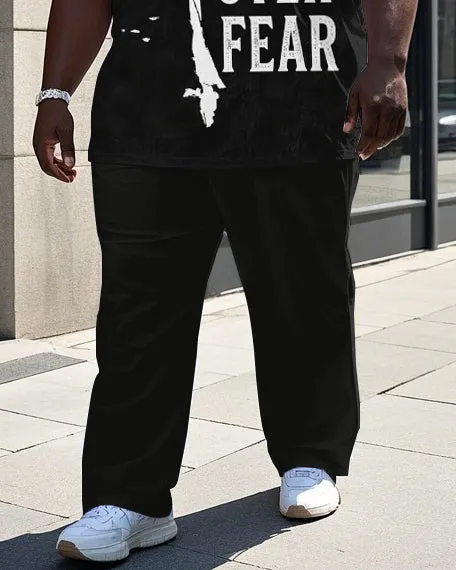 Men's Round Neck Retro FAITH OVER FEAR Printed Big & Tall Short Sleeve T-shirt Pants Set sold by Biggmans product image thumbnail 3