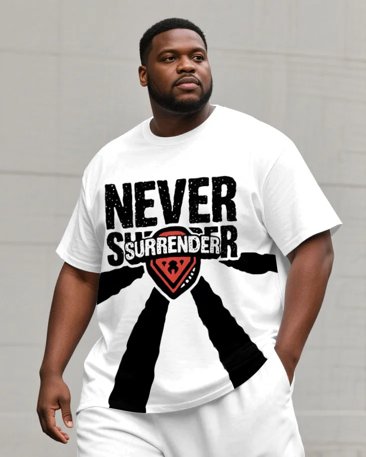 Men's Big & Tall Street Style NEVER SURRENDER Printed Casual Short Sleeve T-shirt Pants Suit sold by Biggmans product image thumbnail 2