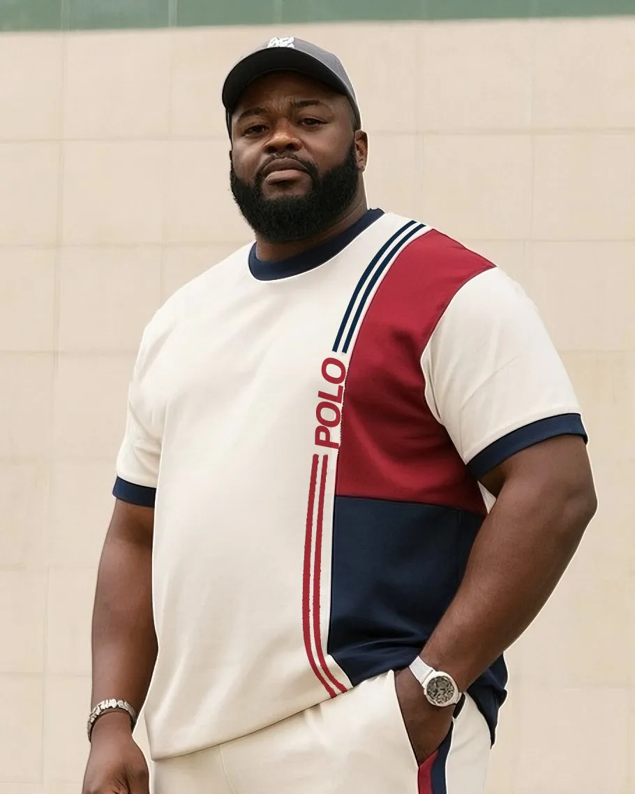 Big Boy Daily Casual Simple Color-matching Polo English Round Neck Short-sleeved T-shirt Striped Trousers sold by Biggmans product image thumbnail 2