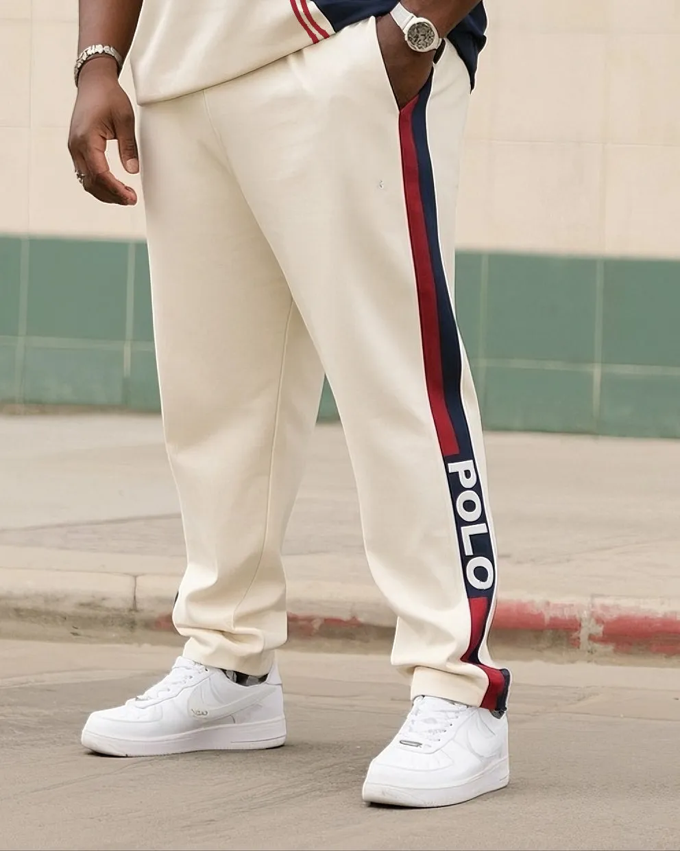 Big Boy Daily Casual Simple Color-matching Polo English Round Neck Short-sleeved T-shirt Striped Trousers sold by Biggmans product image thumbnail 3