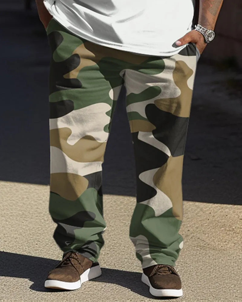 Simple Solid Color T-Shirt Camouflage Pants Large Men's Suit sold by Biggmans product image thumbnail 3
