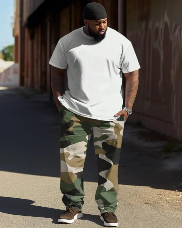 Simple Solid Color T-Shirt Camouflage Pants Large Men's Suit sold by Biggmans