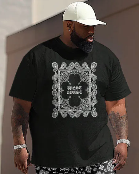 Men's Large Casual Paisley Alphabet Print Short Sleeve Trousers Suit sold by Biggmans product image thumbnail 2