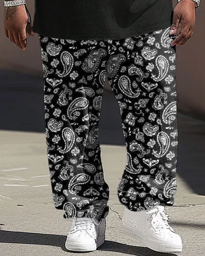 Men's Large Casual Paisley Alphabet Print Short Sleeve Trousers Suit sold by Biggmans product image thumbnail 3