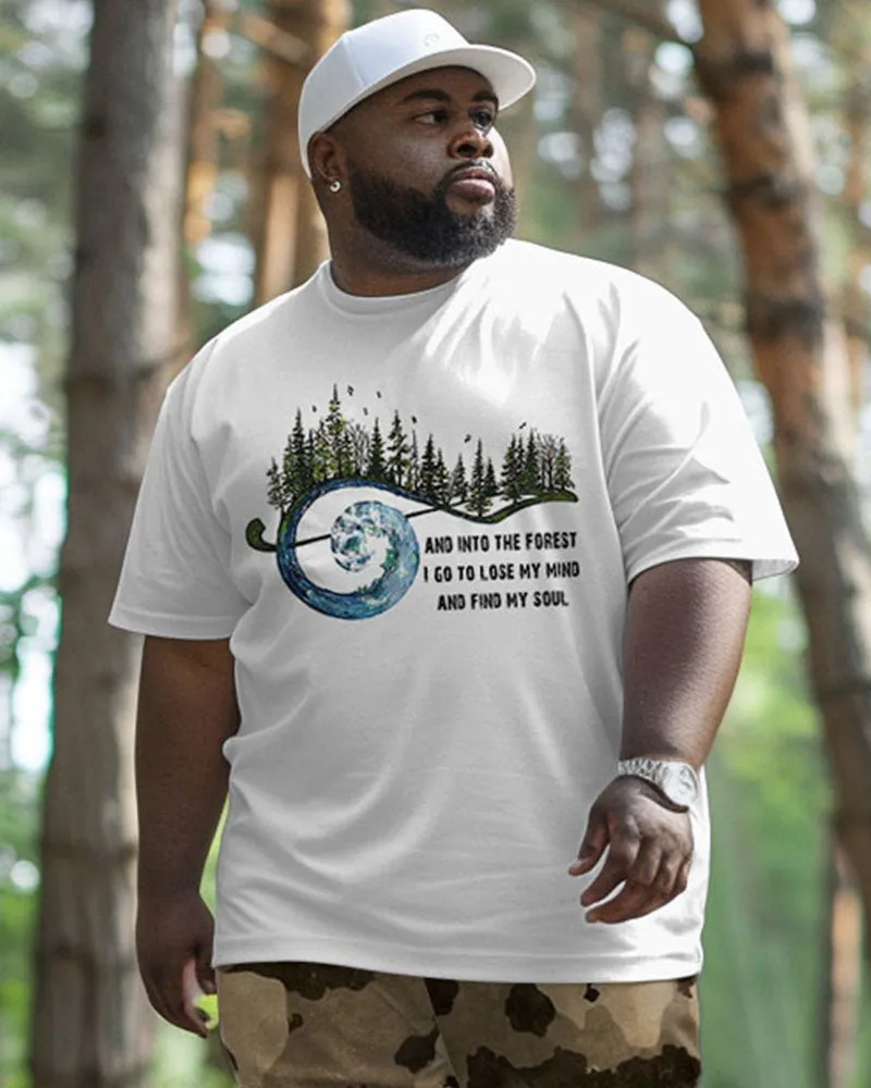 Men's Plus Size Daily Casual Forest Text Print T-Shirt Trousers Suit sold by Biggmans product image thumbnail 2