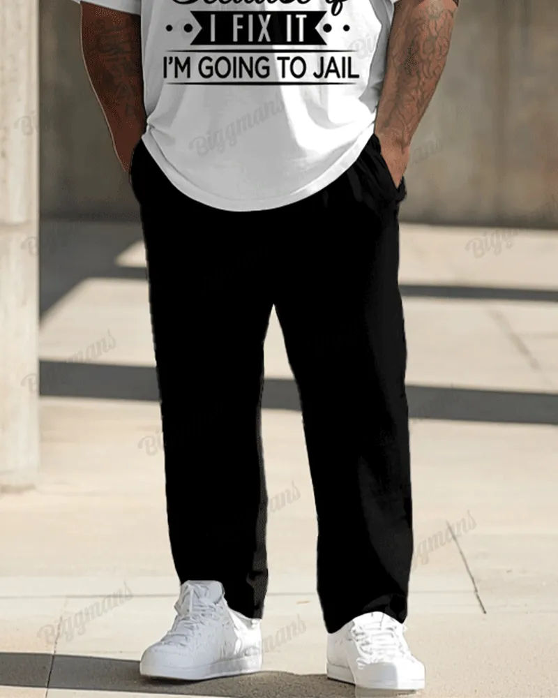 Men's Plus Size I'm Going to Let God Fix It Print T-Shirt Trousers Suit sold by Biggmans product image thumbnail 3