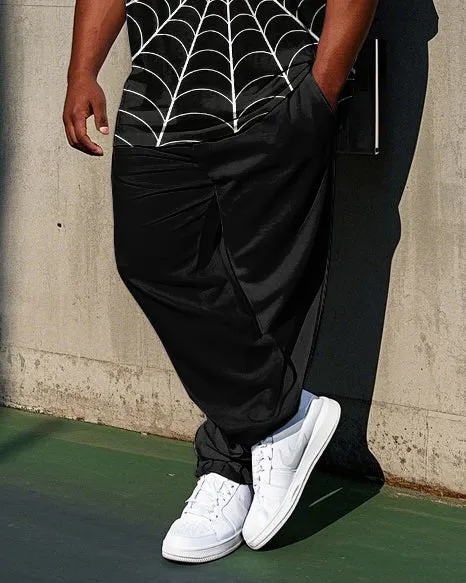 Big Men's 2-Piece Set Simple Spider Web Printed 2-Piece Short Sleeve T-shirt Pants Set sold by Biggmans product image thumbnail 3