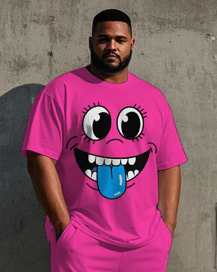 Big Men's Weird Face Cartoon Printed Outdoor 2-Piece Short Sleeve T-shirt Pants Set sold by Biggmans product image thumbnail 2