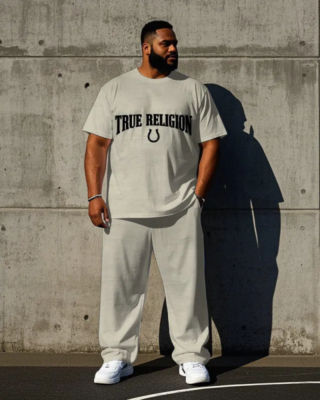 Big Men's 2-Piece Set TRUE RELIGION Printed 2-Piece Short Sleeve T-shirt Pants Set sold by Biggmans