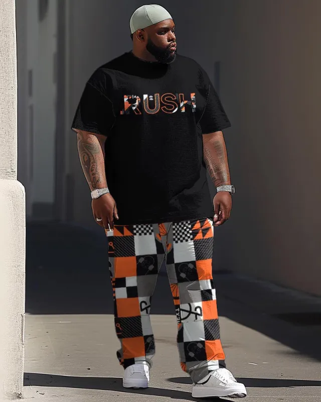 Street Colorblock Square RUSH Letter Print Large Men's Set sold by Biggmans