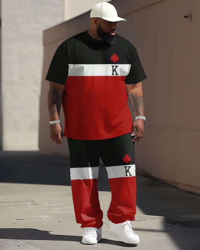 Street Vitality Colorblock Poker K Letter Print Large Men's Suit sold by Biggmans