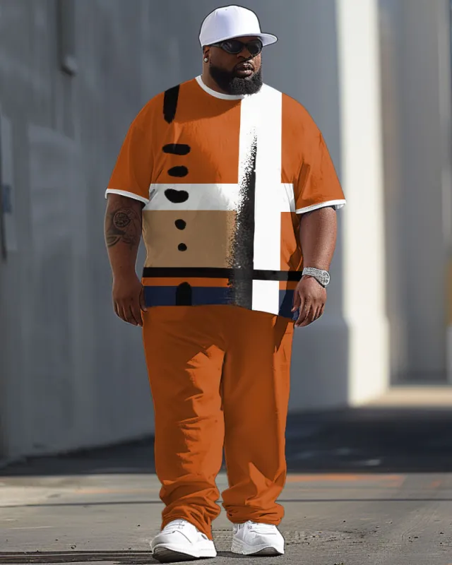 Men's Large Casual Colorblock Printed T-shirt Pants Suit sold by Biggmans