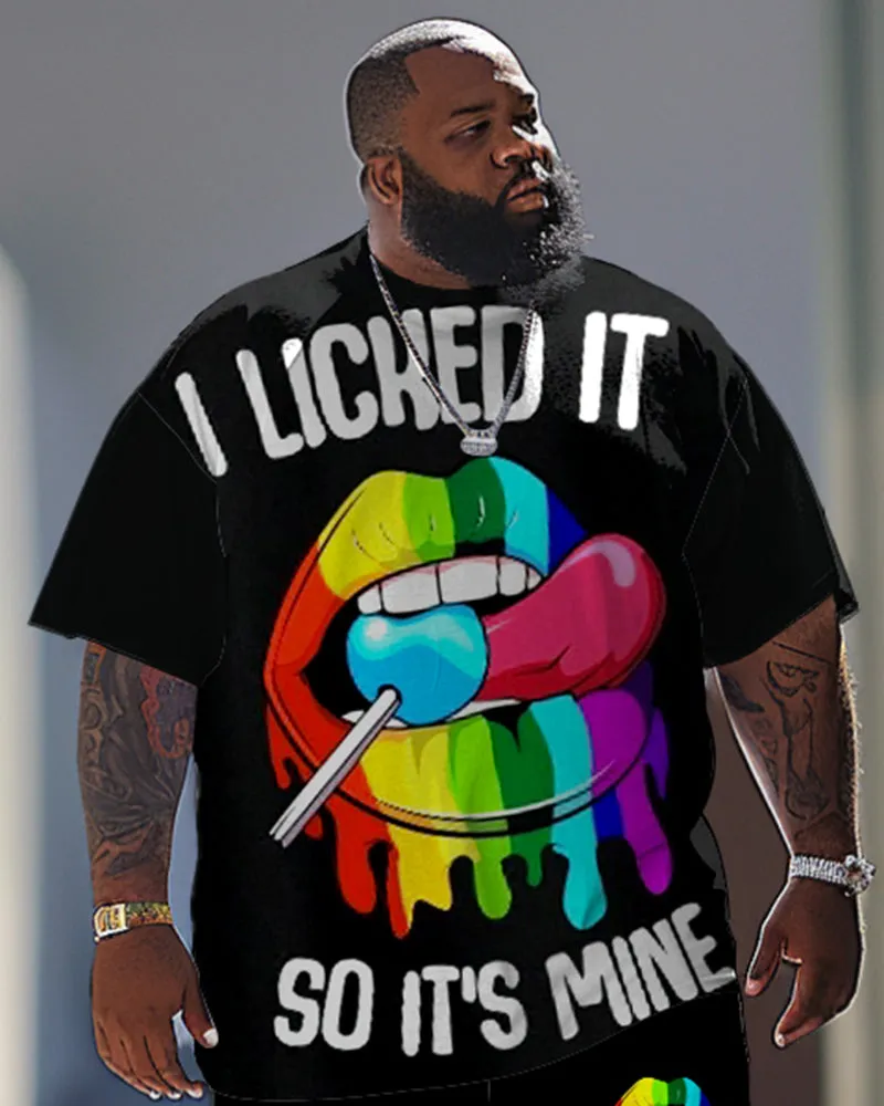 Men's Large Casual Colorful Lip Print T-Shirt Pants Suit sold by Biggmans product image thumbnail 2