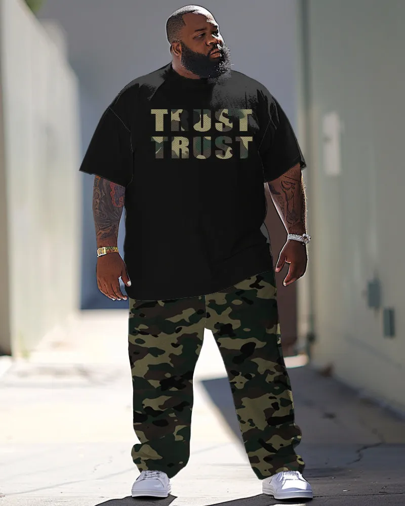Men's Plus Size Casual Letter Camouflage Print T-Shirt Trousers Suit sold by Biggmans