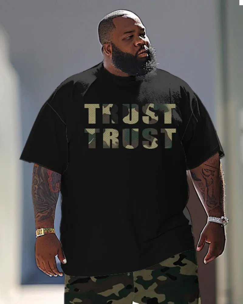 Men's Plus Size Casual Letter Camouflage Print T-Shirt Trousers Suit sold by Biggmans product image thumbnail 2