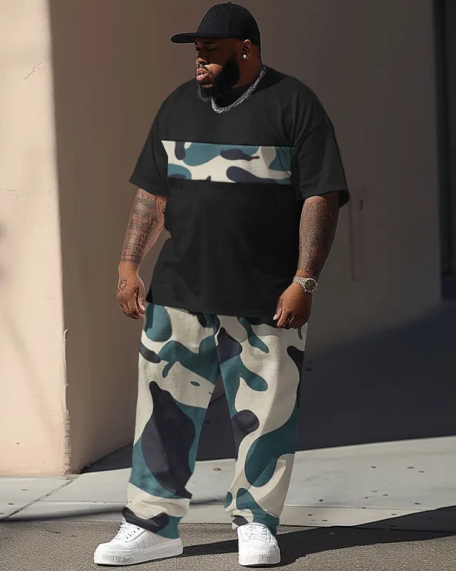 Casual Simple Camouflage Colorblock Printed Men's Large Suit sold by Biggmans