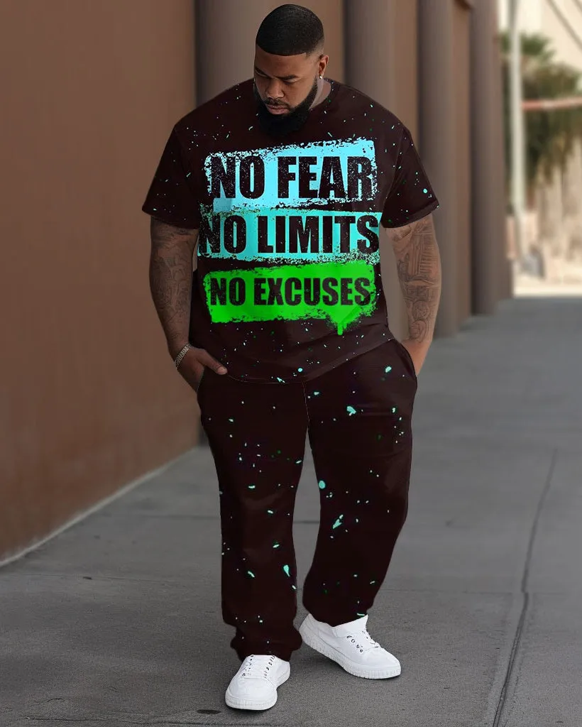 Men's Plus Size No Excuses Print T-Shirt Trousers Suit sold by Biggmans