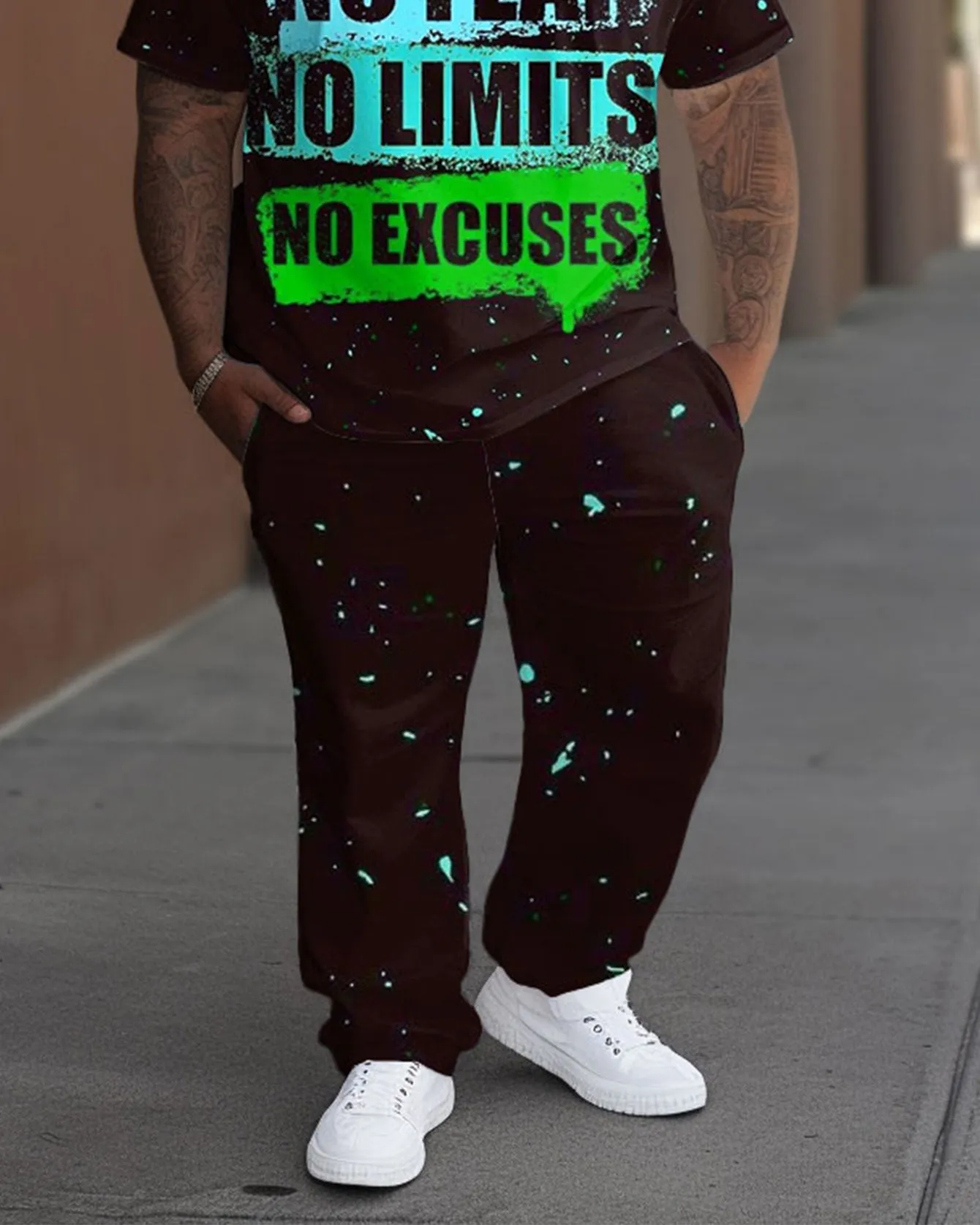 Men's Plus Size No Excuses Print T-Shirt Trousers Suit sold by Biggmans product image thumbnail 3