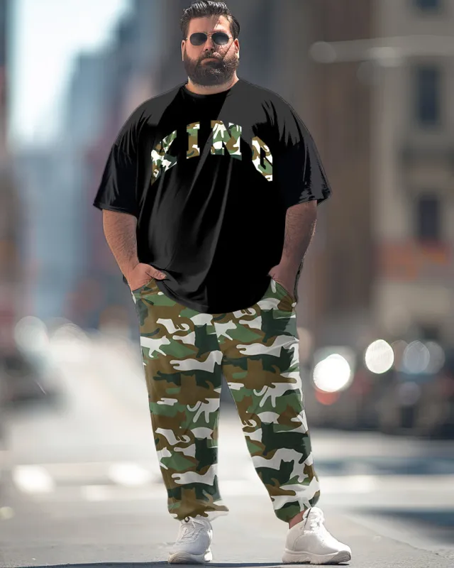Camouflage King Pattern Printed T-Shirt Trousers Suit Men's Large sold by Biggmans