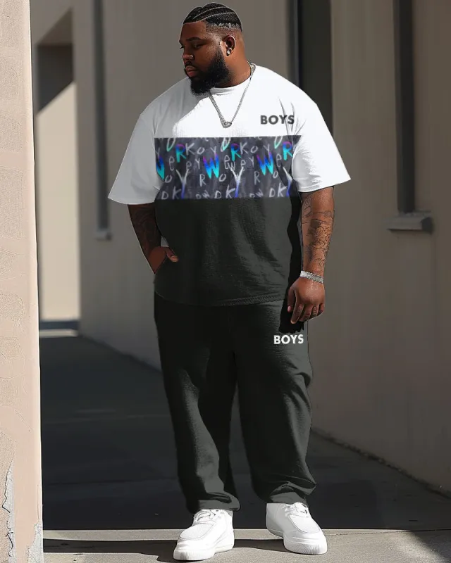 Casual Simple Colorblock Letter Print Men's Large Suit sold by Biggmans